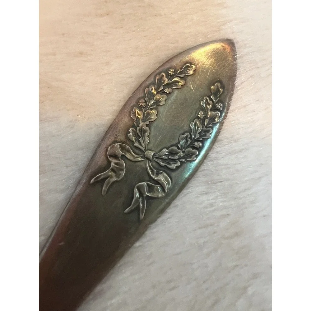 Rockford Silver Plate Cold Meat‎ Fork Laurel Wreath Ribbon Victorian Edwardian